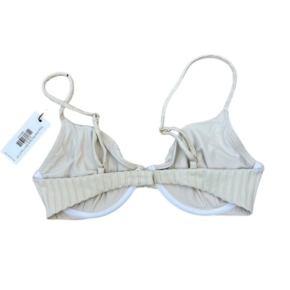 Montce • Dainty Rib Underwire Bikini Top Cream Wide Rib L NWT - Picture 3 of 5